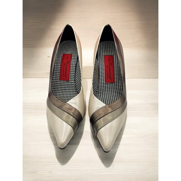 Vintage Ros Hommerson Red Collection Womens 6.5 Phoenix Bone Pearl Pewter Heels - Picture 2 of 12
